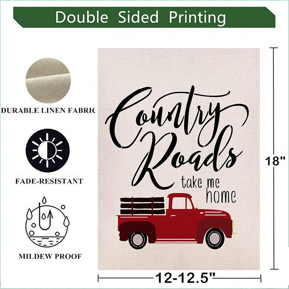 Country Roads Red Truck Flag