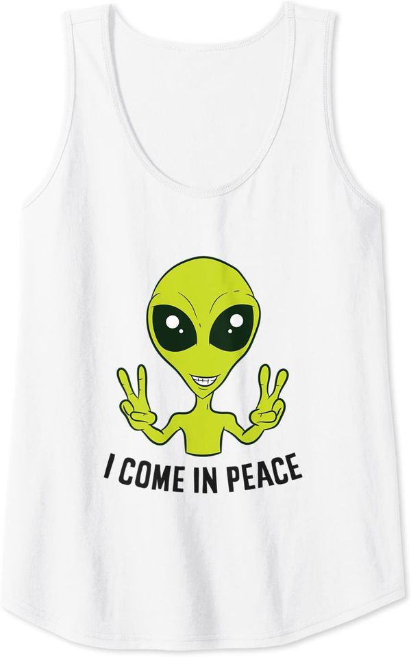 Alien Ufo Space Rave EDM Music I Come In Peace Tank Top