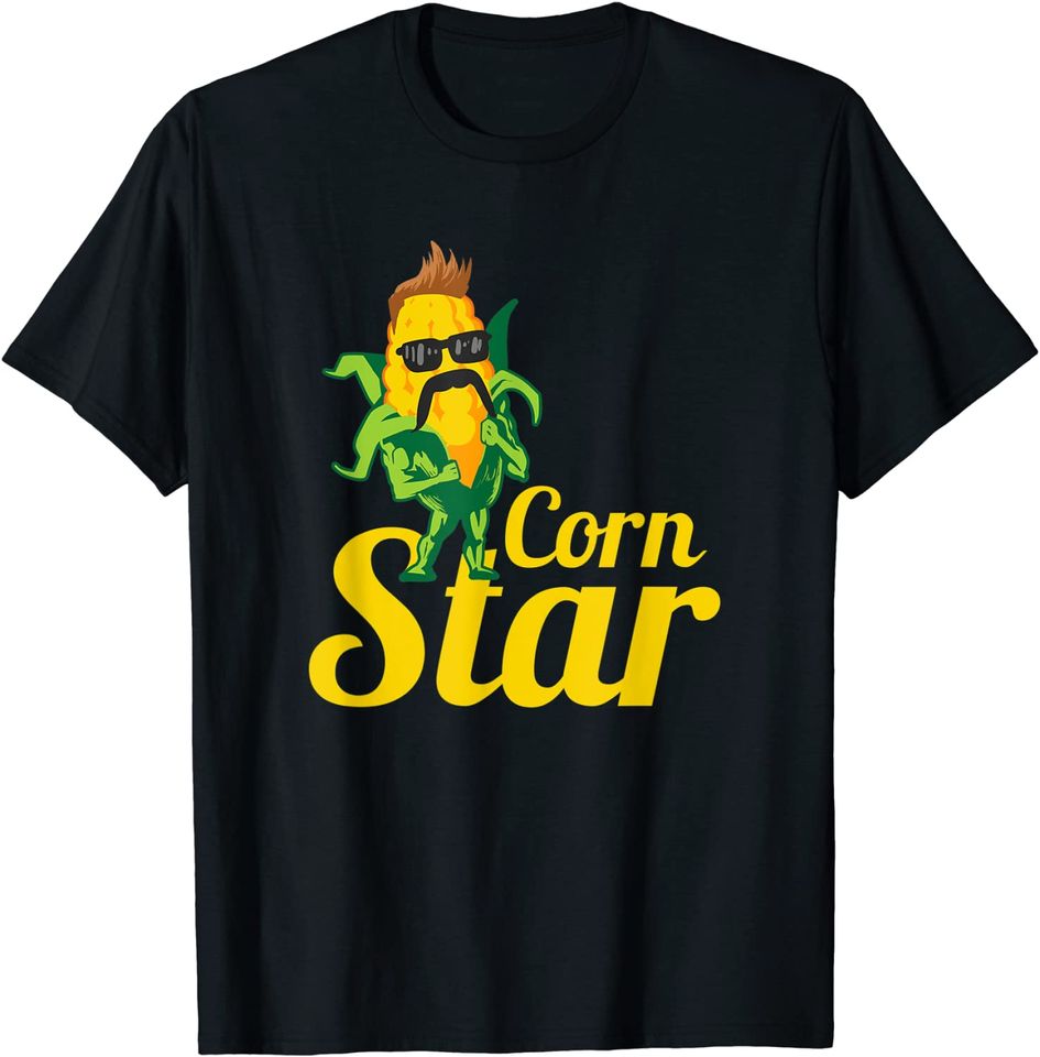 Corn Star Sunglasses Mustache Maize T-Shirt