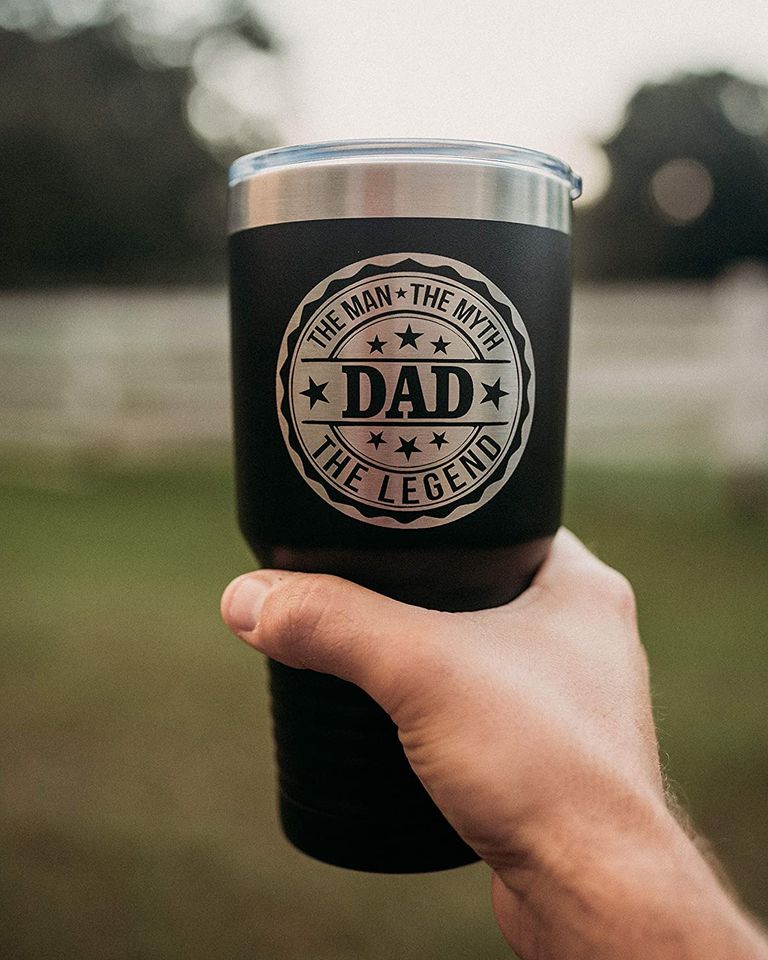 Dad The Man, The Myth, The Legend Coffee Tumbler - Makes a Great Father's Day Gift from Son or Daughter - 30 oz Steel Travel Mug