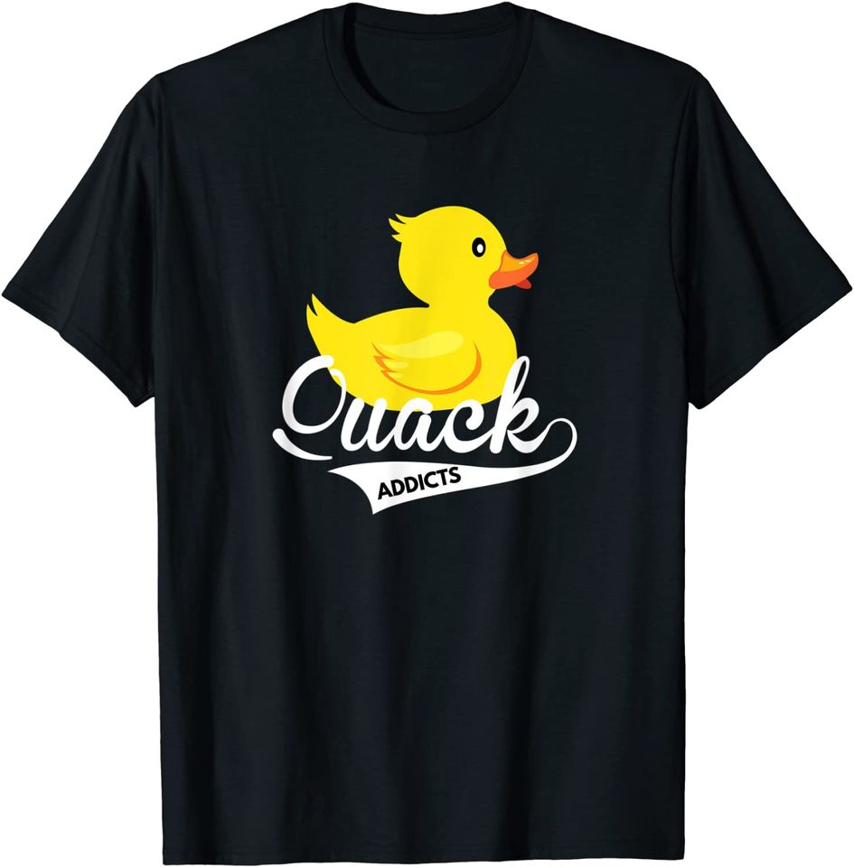 Quack Addicts Funny Yellow Rubber Duck Design T-Shirt