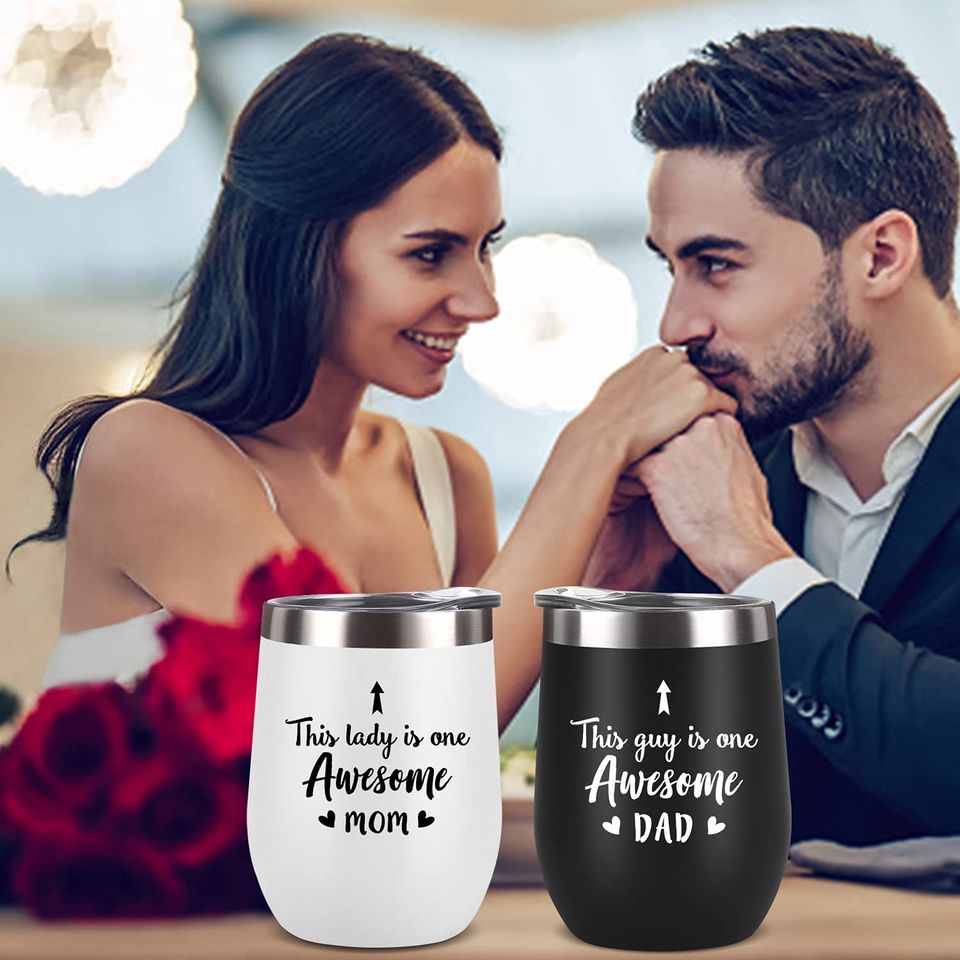 Awesome Dad and Awesome Mom Wine Tumbler