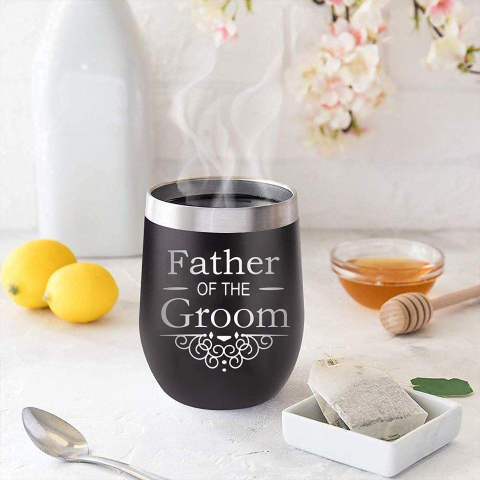 Father of the Groom Wine Tumbler Gifts from Groom Bride Son Daughter