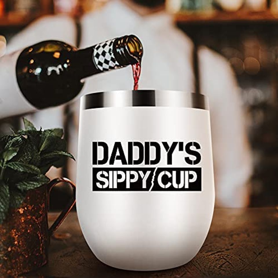 Daddy'S Sippy Cup Wine Tumbler For Christmas Fathers Day