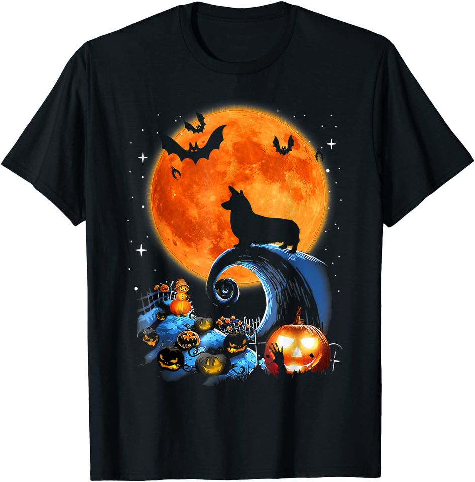 Corgi Dog Moon Pumpkin Halloween Costume T-Shirt