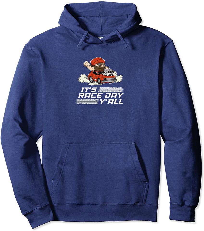 It's Race Day Y'All Car Racing Checkered Flag Racing Party Pullover Hoodie