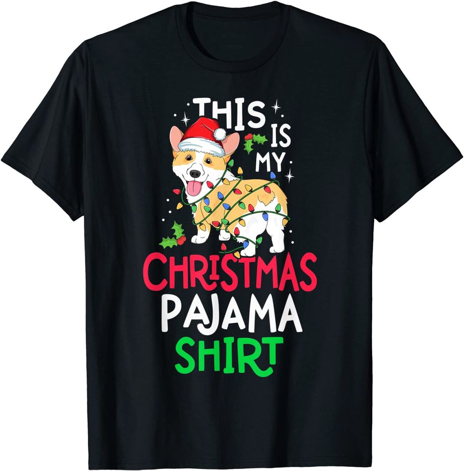 Corgi Tree Light Dog Xmas This Is My Christmas Pajama T-Shirt