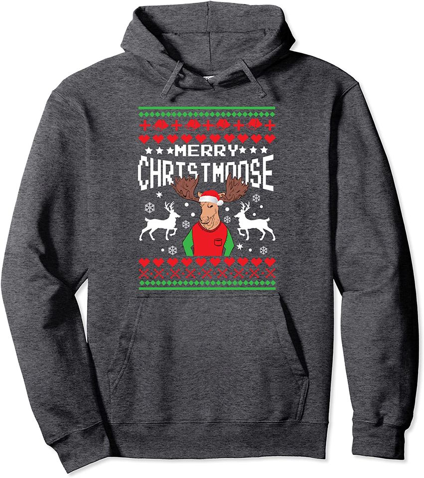 Merry Christmoose Family Christmas Pajamas Moose Pullover Hoodie