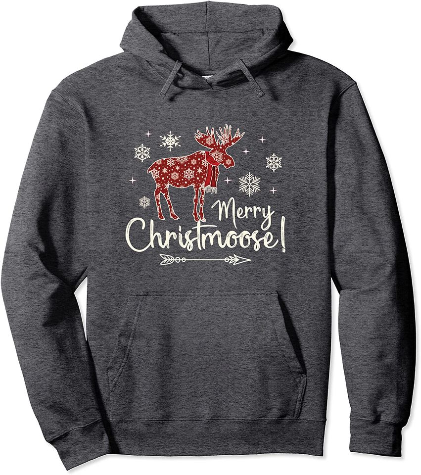 Vintage Old Fashioned Christmas Merry Christmoose Moose Gift Pullover Hoodie