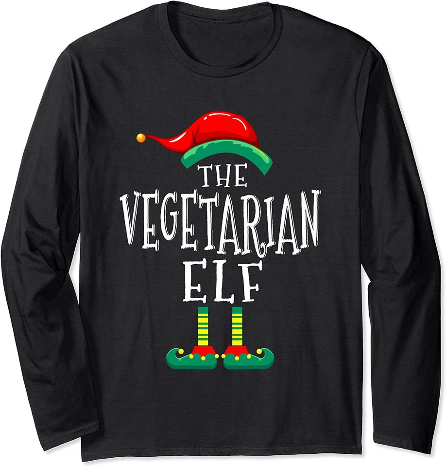 Vegetarian Elf Matching Family Group Christmas Party Pajama Long Sleeve