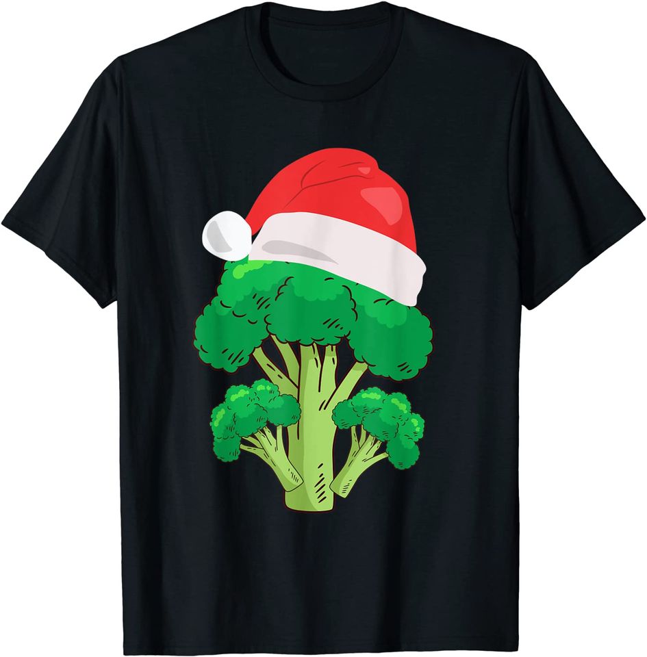 Broccoli Santa Hat Christmas Apparel Vegetarians T-Shirt