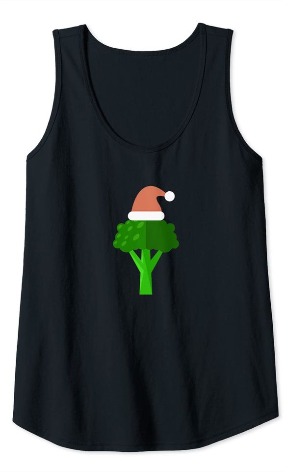 Christmas Broccoli Santa Hat Cool Vegetarian Xmas Holidays Tank Top