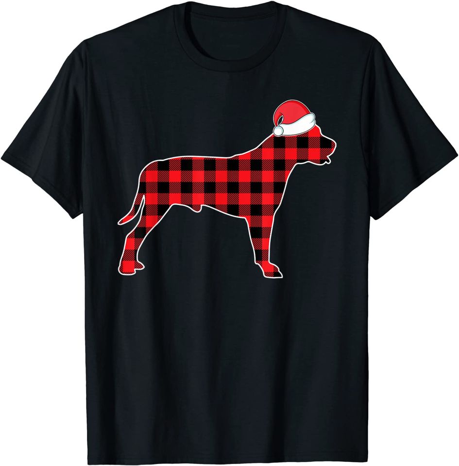 Pitbull Christmas Decorations Red Plaid Buffalo Xmas Family T-Shirt