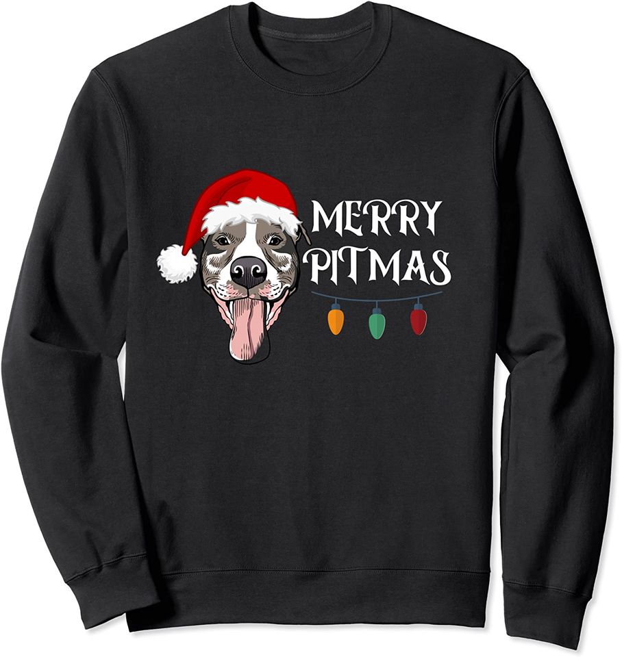 Merry Pitmas Happy Pitbull Santa Pitbull Christmas Sweatshirt