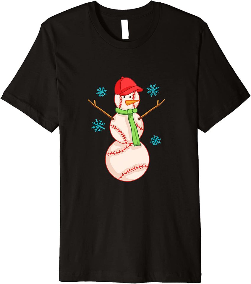 Christmas Baseball Player Coach Snowman Baseball Premium T-Shirt