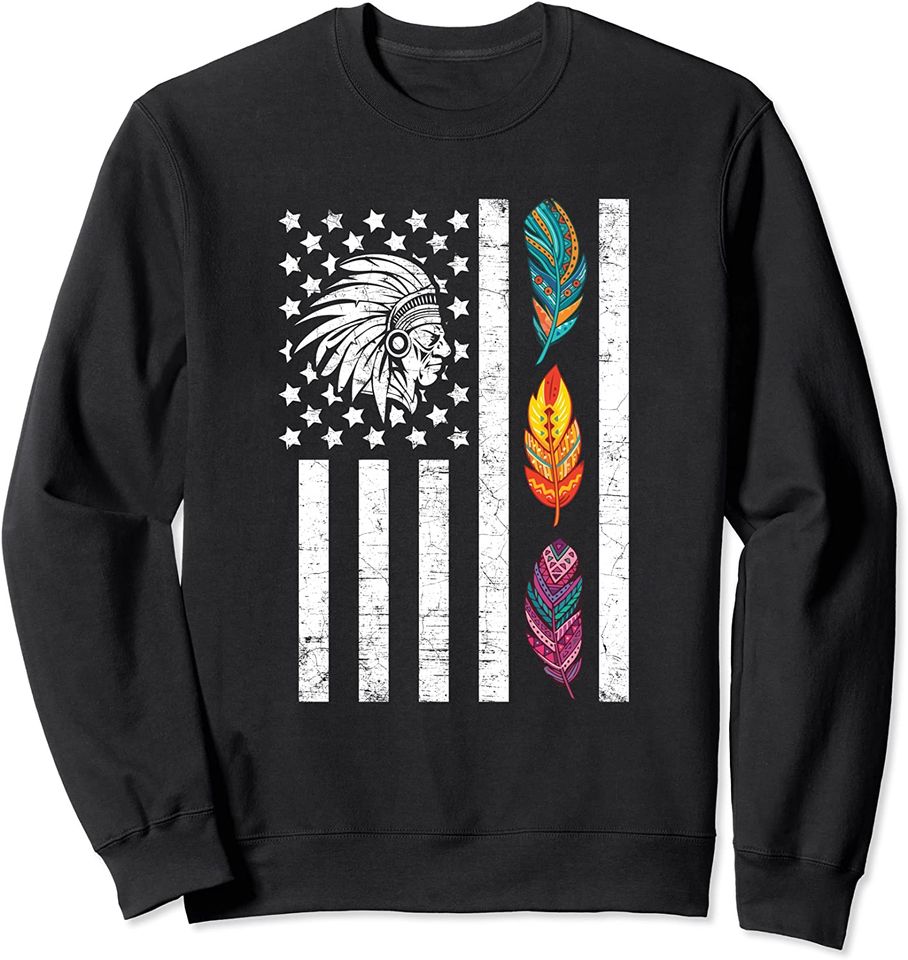 USA Flag Feather Native American Sweatshirt