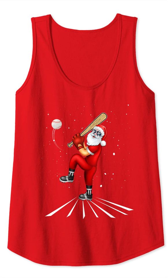 Christmas Baseball Player Santa Claus Tank Top