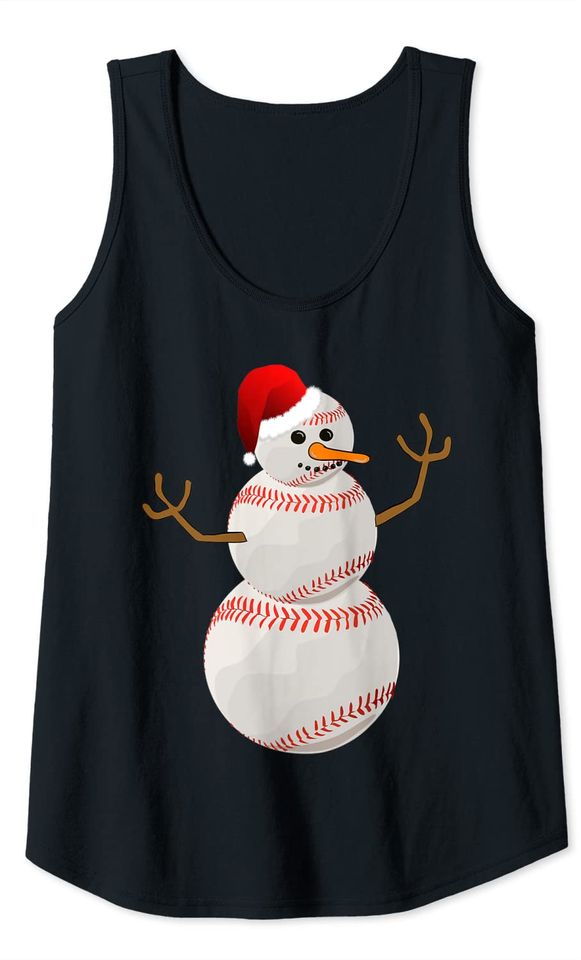 Snowman Baseball Santa Claus Christmas Tank Top