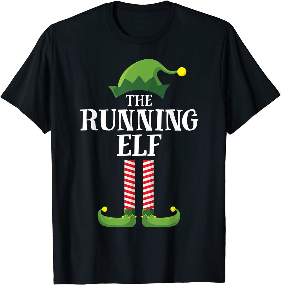 Running Elf Matching Family Group Christmas Party Pajama T-Shirt