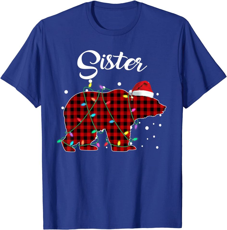 Red Plaid Sister Bear Matching T Shirt