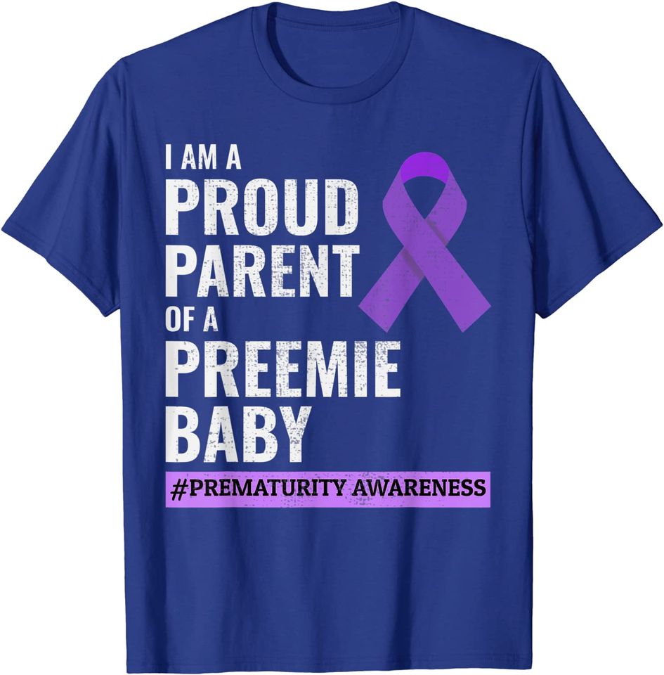 Awareness Dad Mom Purple Ribbon T-Shirt
