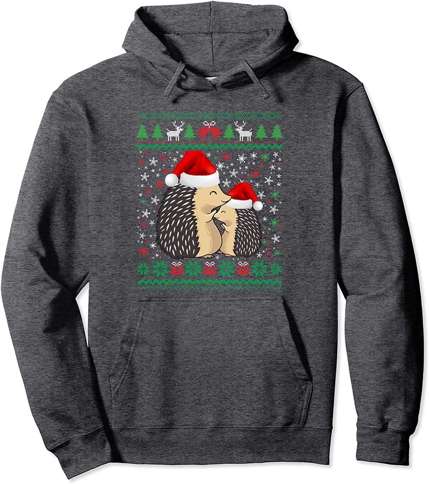 Ugly Sweater Santa Hat Christmas Hedgehog Animal Hat Pullover Hoodie