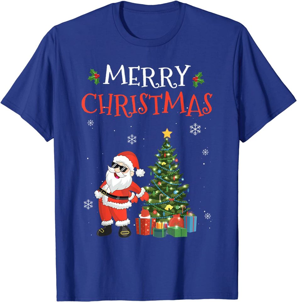 Merry Christmas Santa Claus Dance Floss Dance Tree Lights T-Shirt