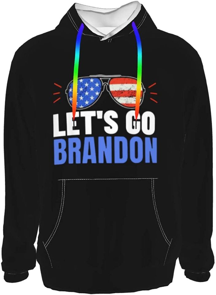 Let's Go Brandon Messy Bun America Flag Pullover Hoodie