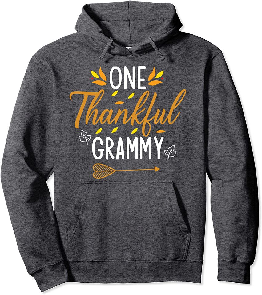 One Thankful Grammy Turkey Thanksgiving Family Graphic Pullover Hoodie