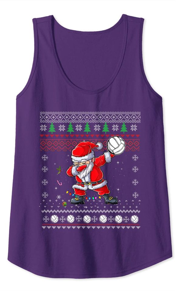Ugly Dabbing Santa Christmas Volleyball Sport Xmas Boys Tank Top