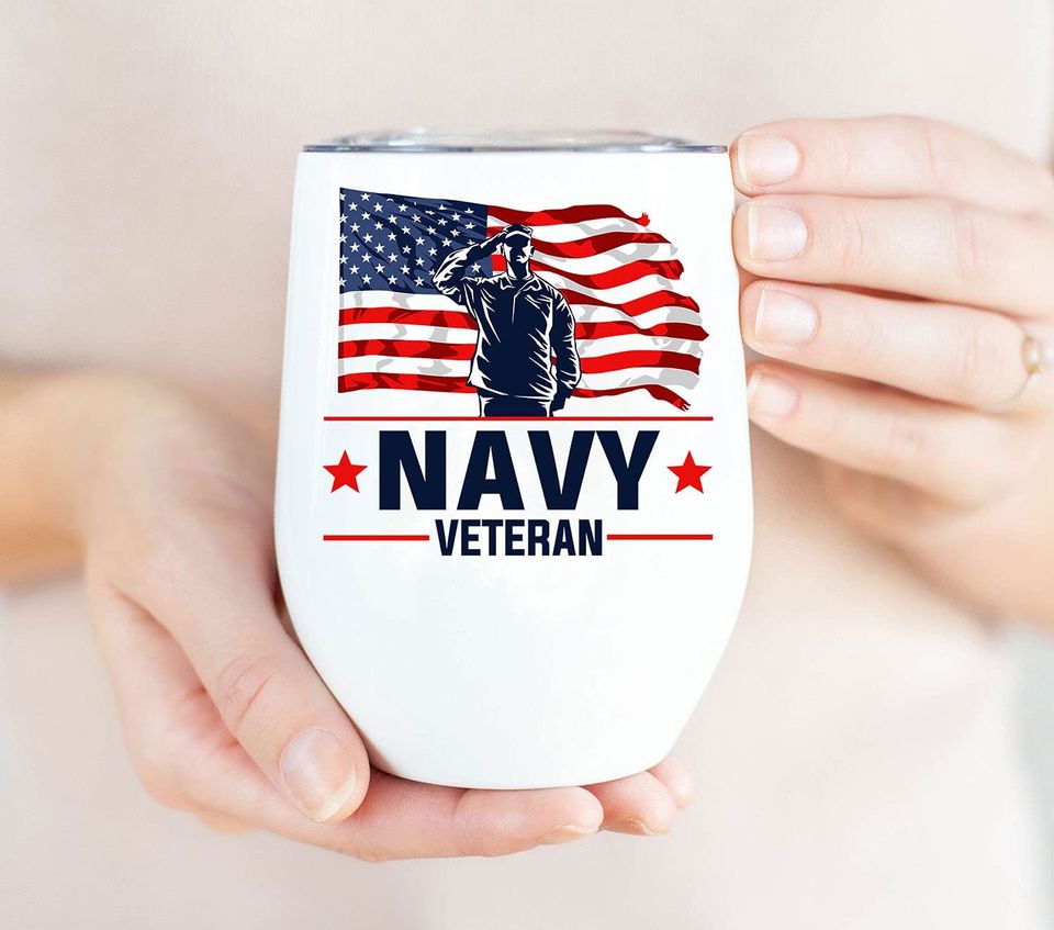 Navy Veteran Tumbler 12 oz, Memorial Day Hero Tumbler, Veteran US Veteran Day For Dad Tumbler