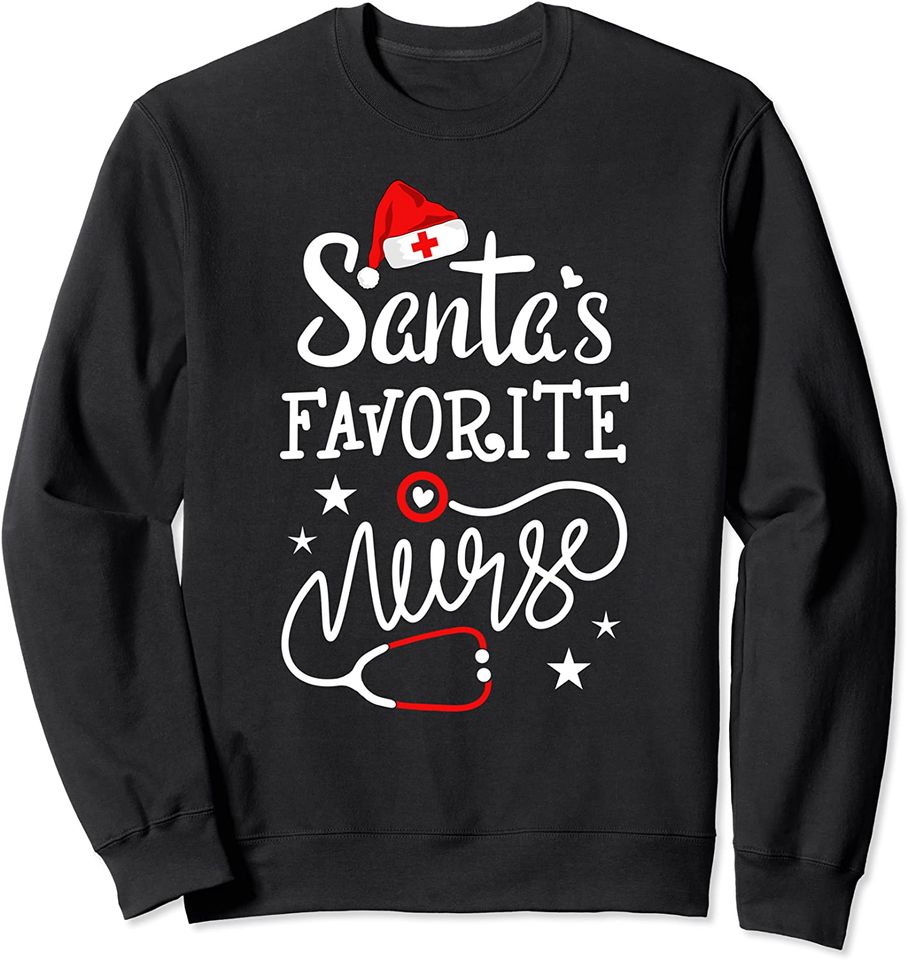 Santa's Favorite Nurse Student RN Merry Christmas Nurse Crew Sweatshirt