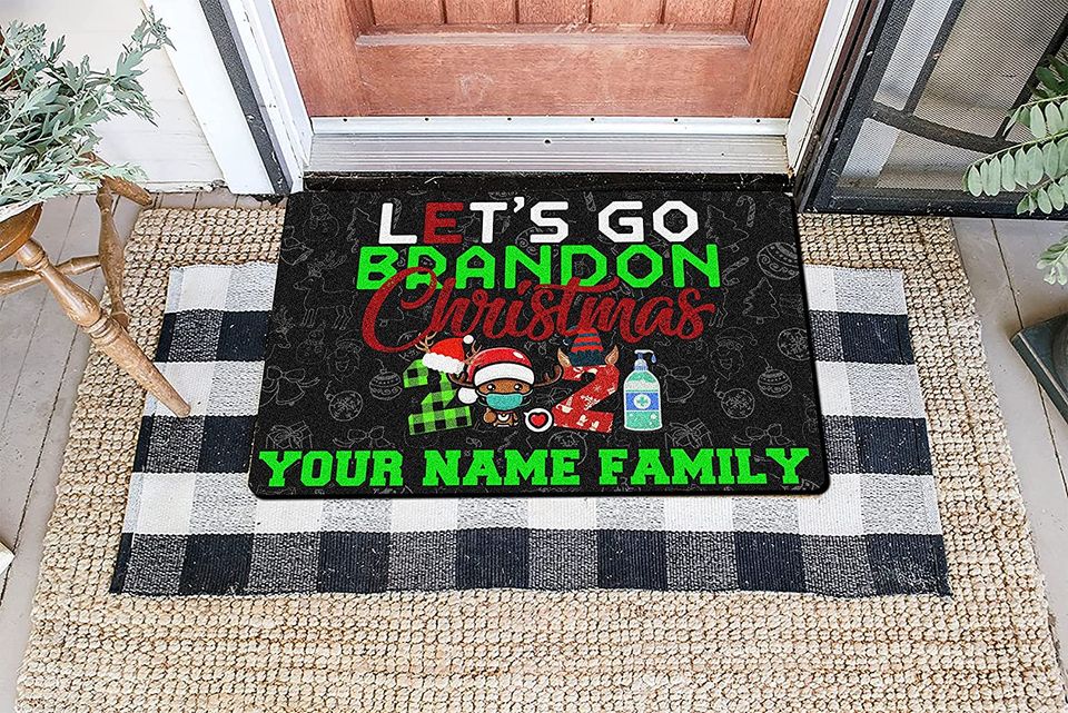 Custom Santa Merry Christmas Let's Go Brandon Doormat