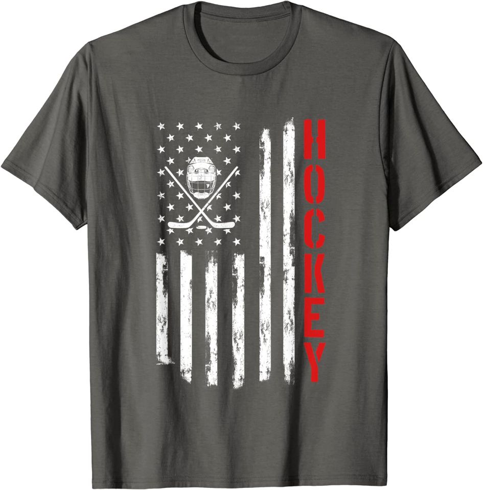 American Flag Hockey USA Patriotic T-Shirt