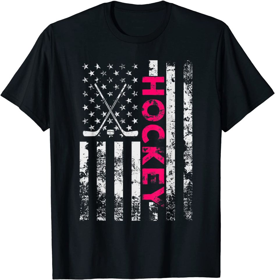 American Flag Hockey USA Patriotic T-Shirt