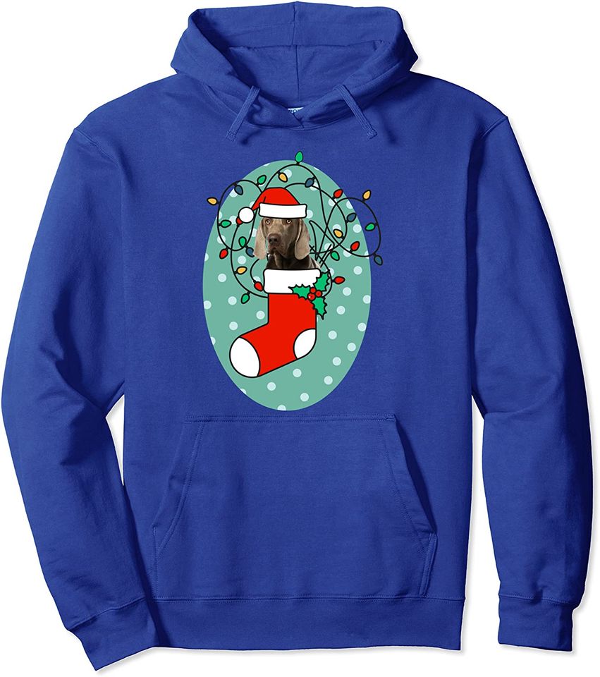 Christmas Stocking Dog Weimaraner Pullover Hoodie