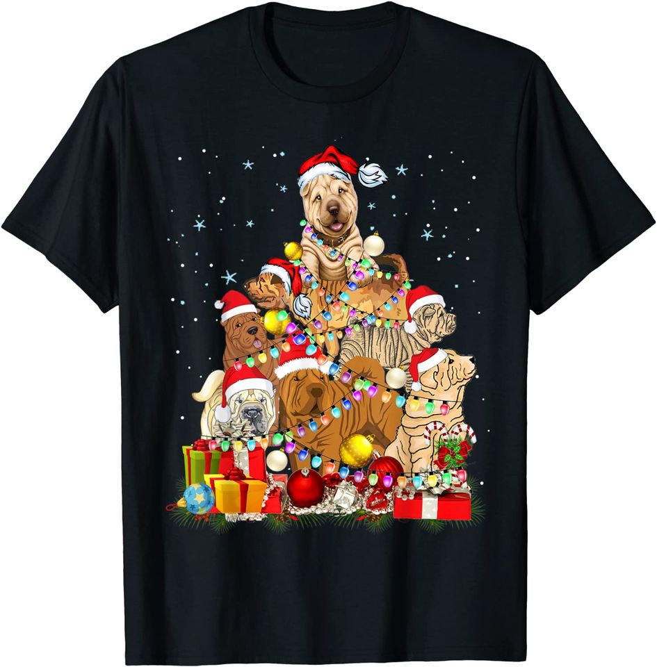 Funny Shar-Pei Dog Christmas Tree Cute Xmas T-Shirt