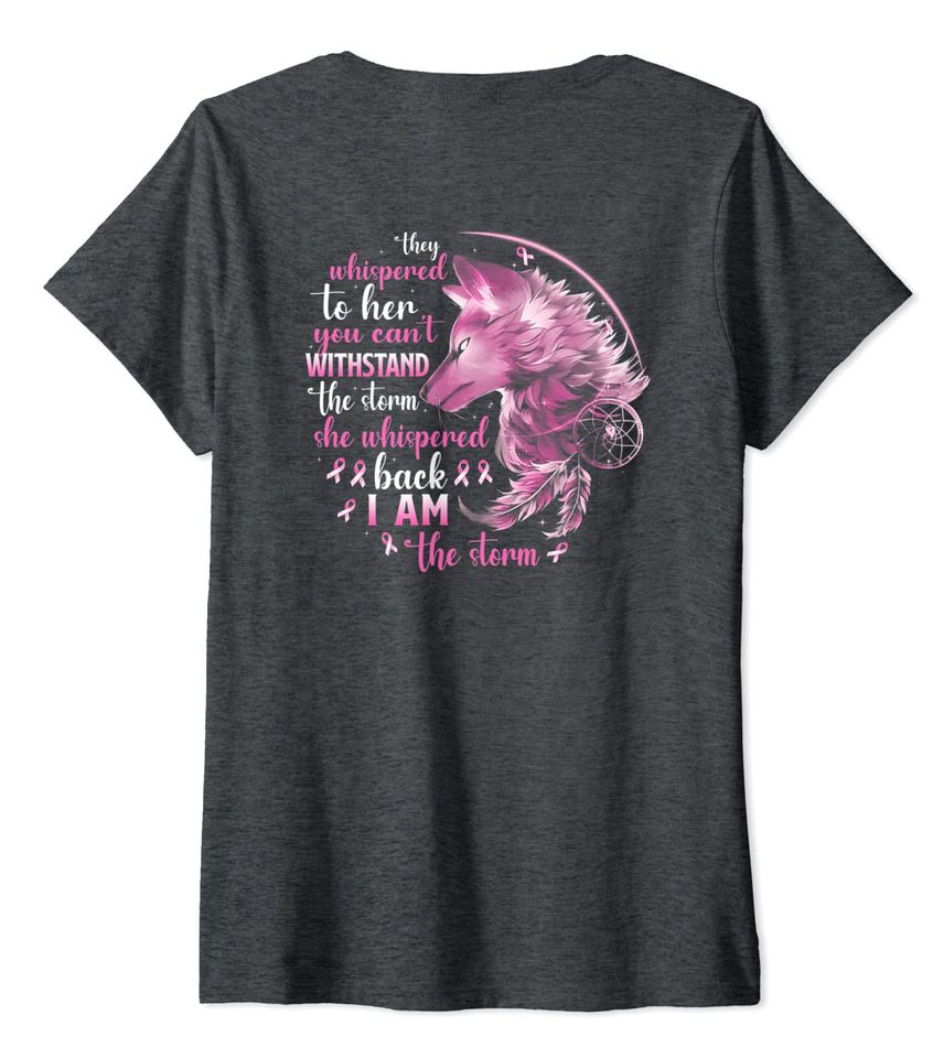 Womens They Whispered To Her You Cannot Withstand The Storm Wolf V-Neck T-Shirt