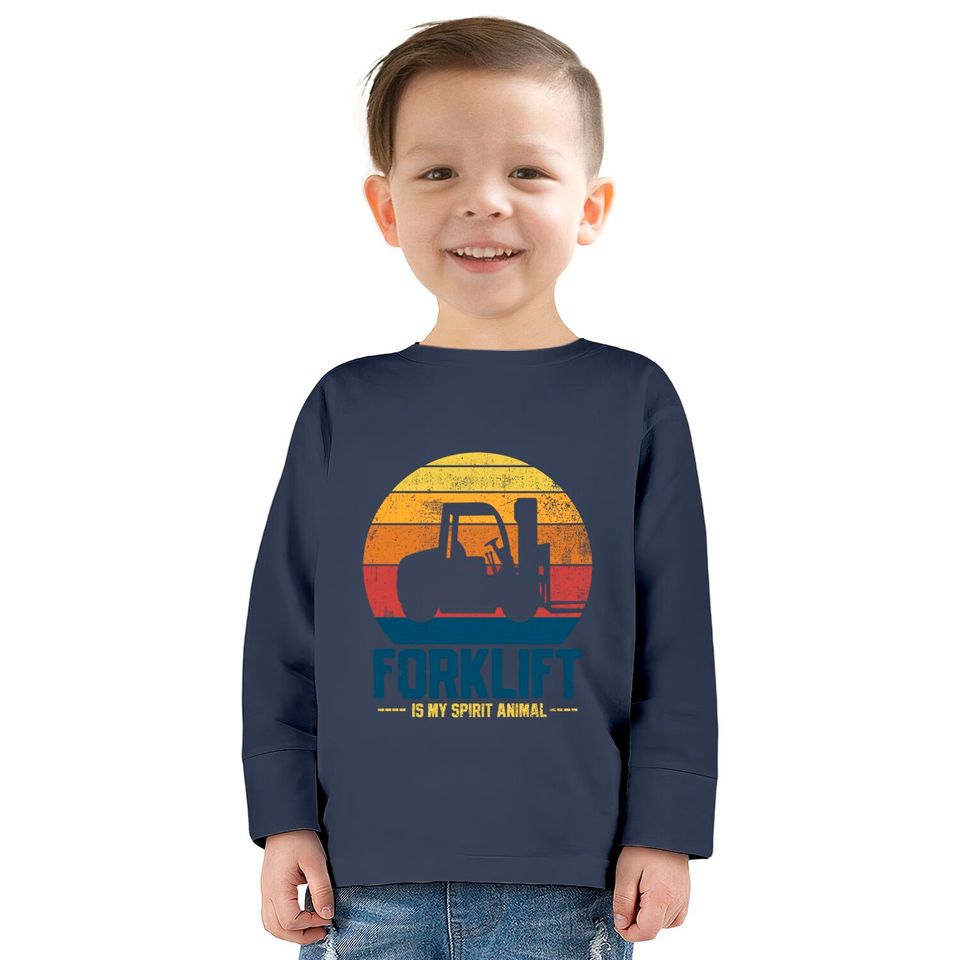 Forklift Vintage Kids Long Sleeve T-Shirt