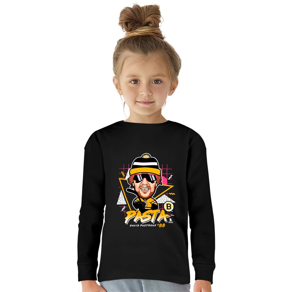 Fanatics Branded David Pastrnak Boston Bruins Retro Pasta Nickname Kids Long Sleeve T-Shirt