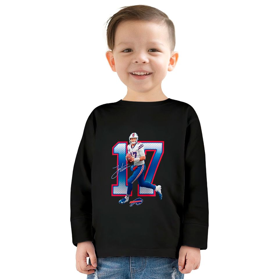 Josh Allen Royal Buffalo Bills Powerhouse Player Graphic Kids Long Sleeve T-Shirt