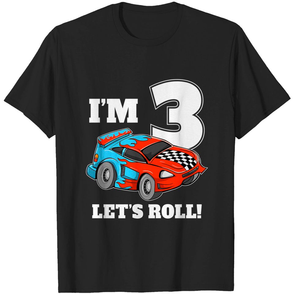 Kids Race Car 3rd Birthday Boy 3 Three Toddler Racing Car Driver T Shirt
