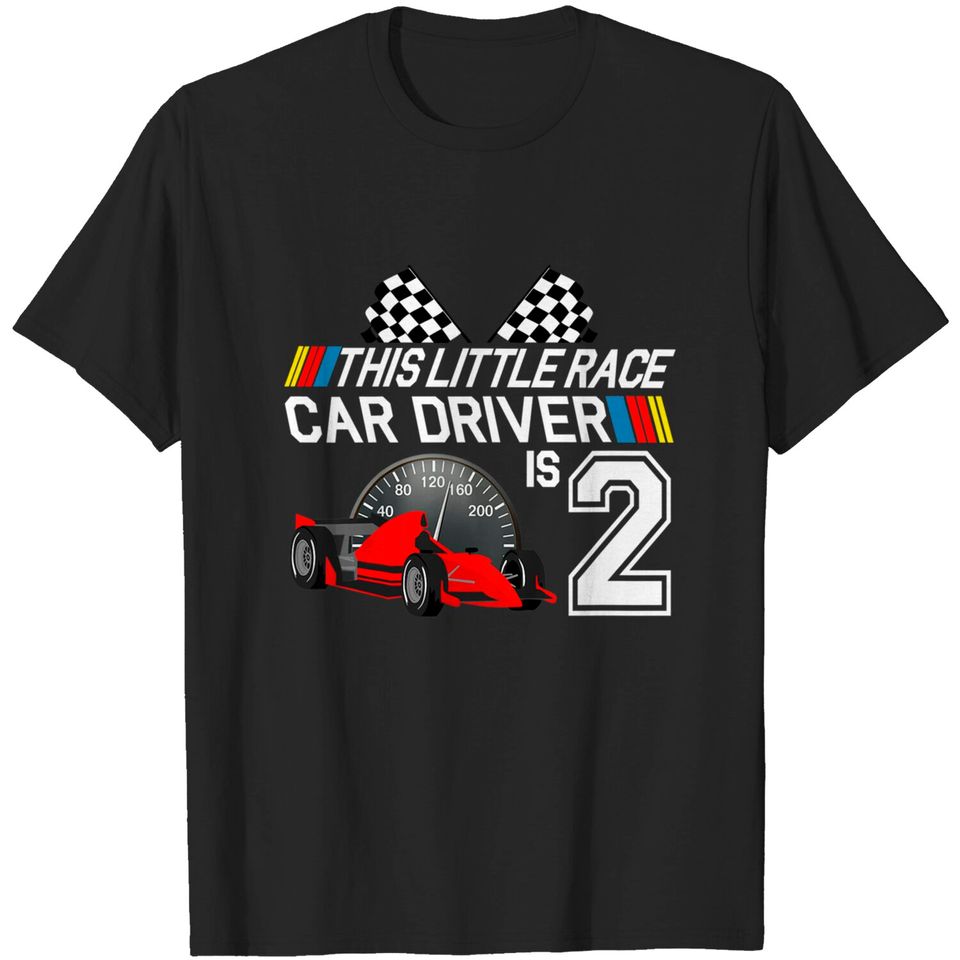 Kids 2 Year Old Race Car Birthday Shirt 2nd Racing Party T Shirt
