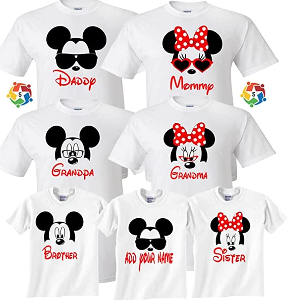 Mickey & Minnie Custom Name Disney Face T Shirts