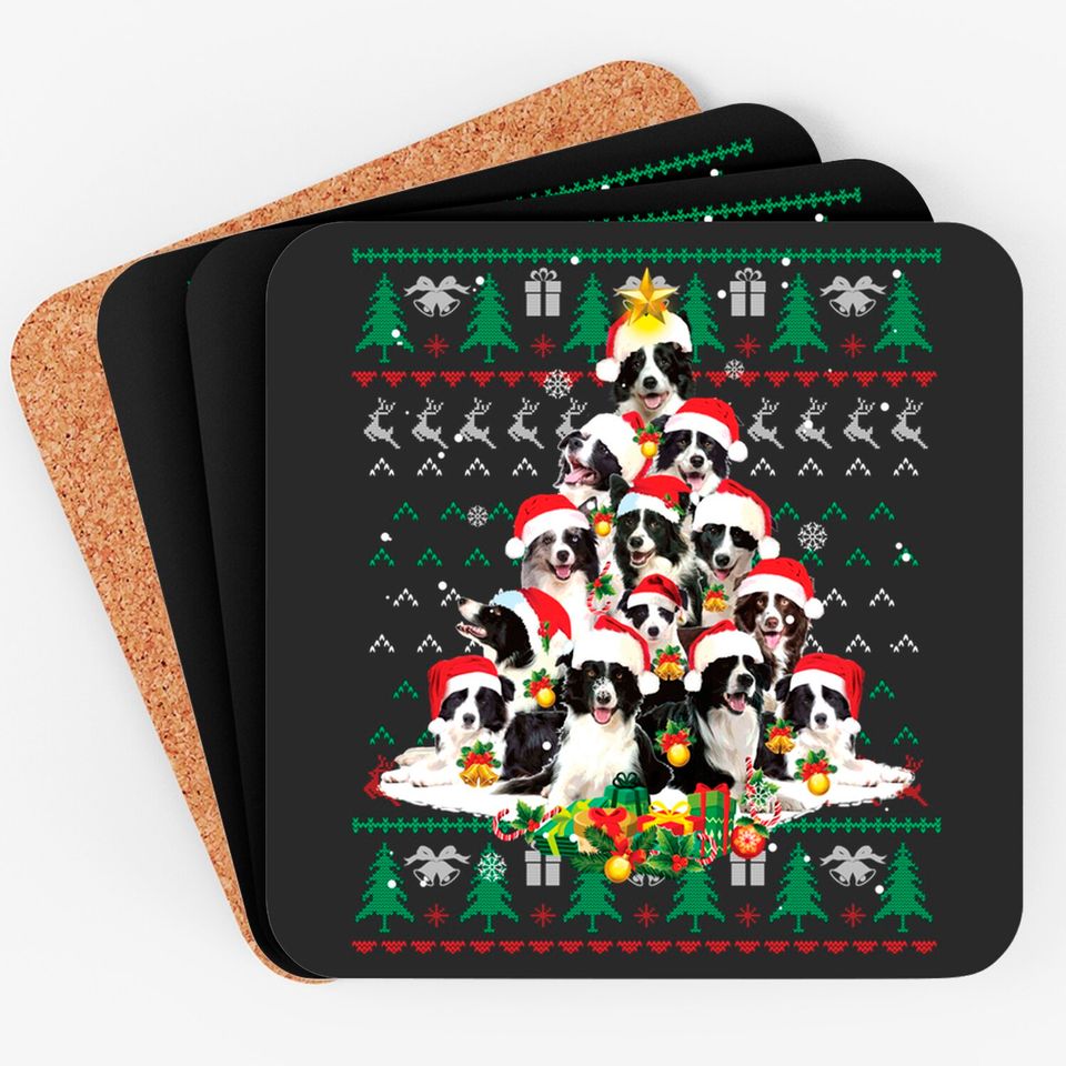 Border Collie Christmas Ugly Sweater Coasters