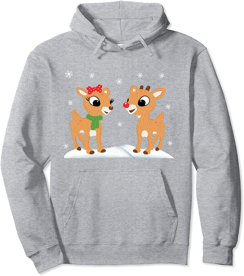 Rudolph and Clarice Christmas Kids Girls Reindeer Hoodie