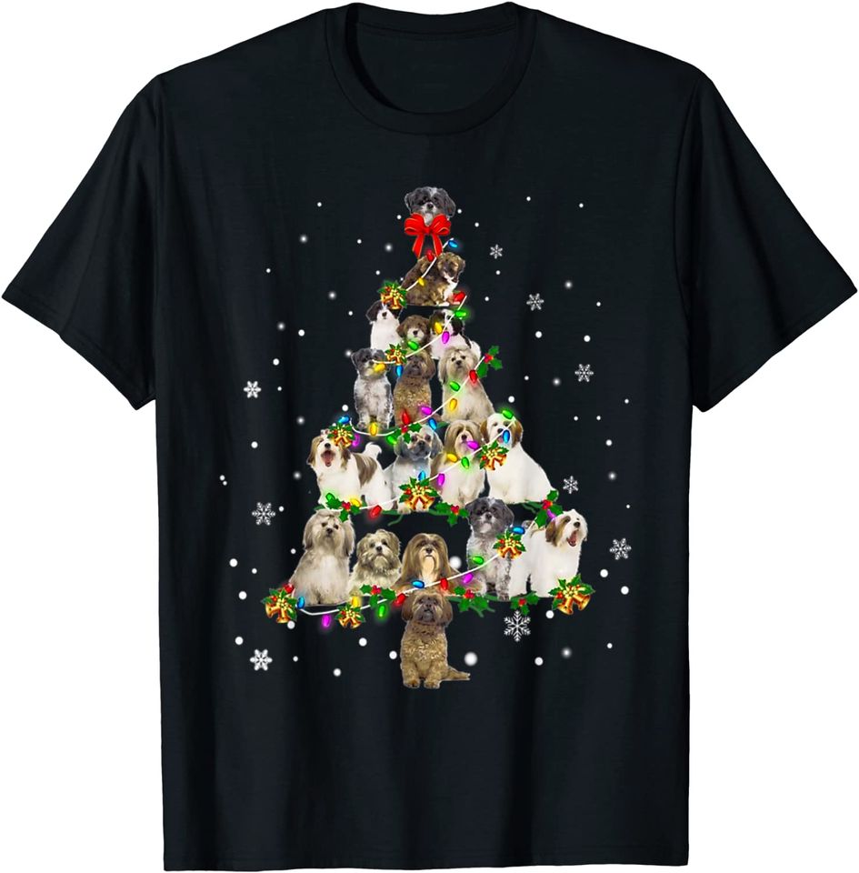Cute Lhasa Apso dog Christmas Tree gift decor Xmas tree T-Shirt