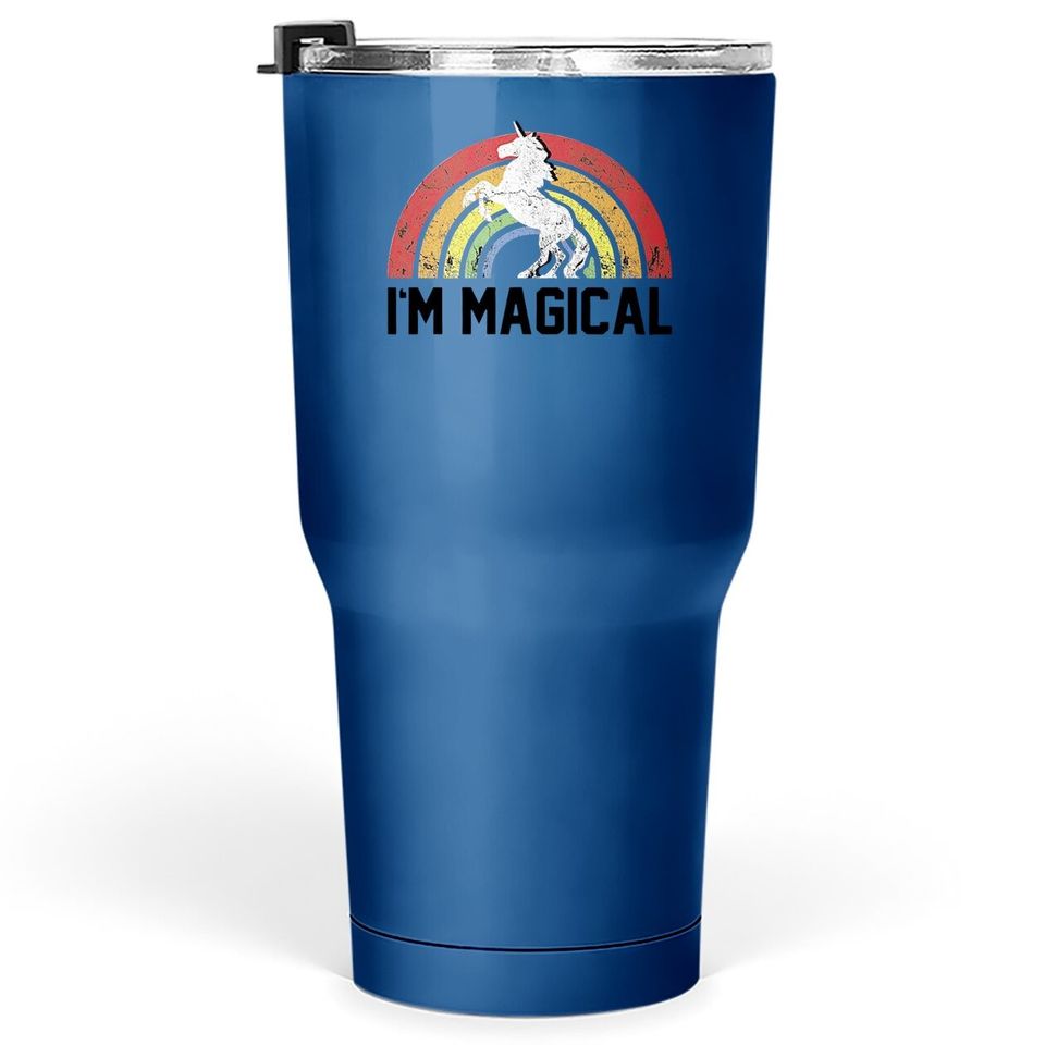 I'm Magical Rainbow Unicorn Tri Blend Tumbler 30 Oz Heather Grey