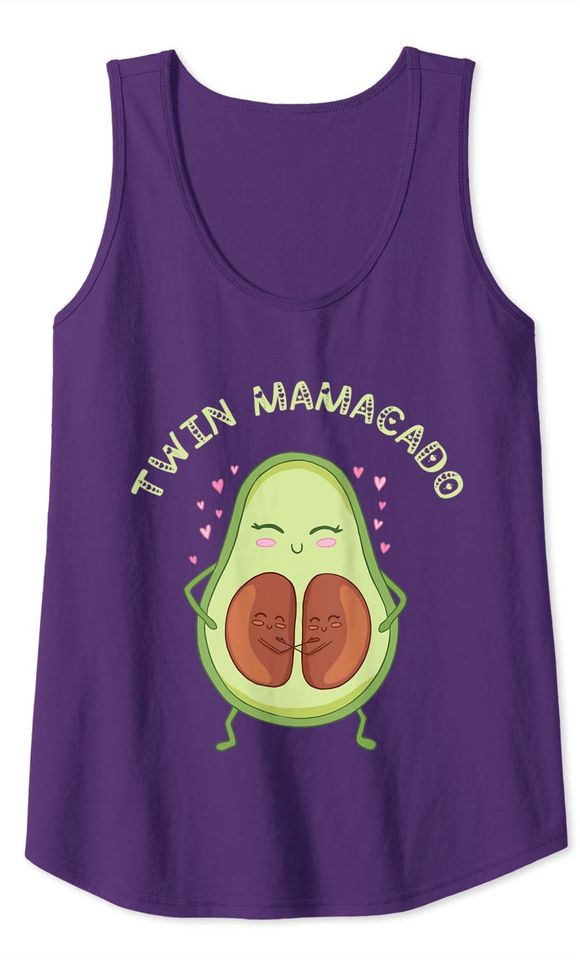 Womens Twin Mamacado Cute Avocado Mama Fruit Pregnancy Pregnant Mom Tank Top