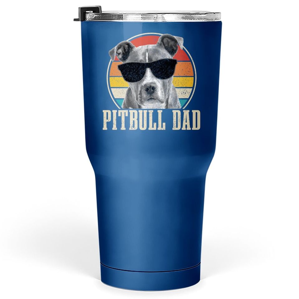 Pitbull Dad Vintage Sunglasses Owner Tumbler 30 Oz